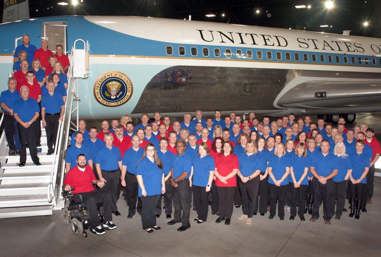 C&E Family standing by Air Force One