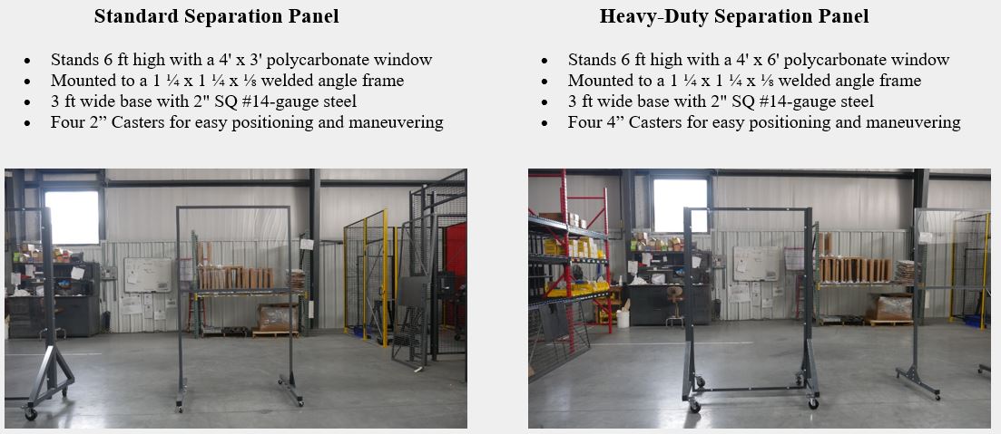 Standard and Heavy-Duty Separation Panels